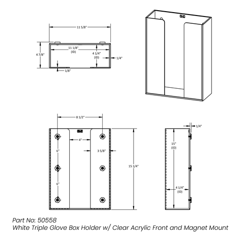 50558 | 3 Glove Box Holder Clear Front & Magnets